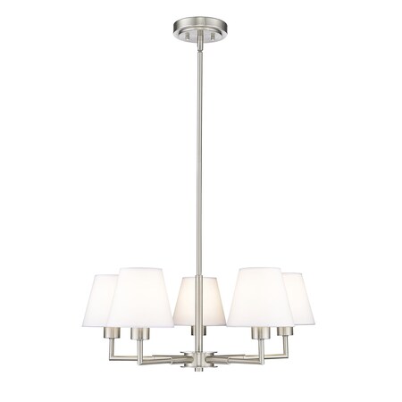 Z-Lite Leila Chandelier, 5-Light, 26 In.W x 10 In.H, Brushed Nickel/White Linen 744-26R-BN